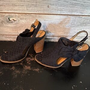 Not Rated Black Textured Slingback Heels